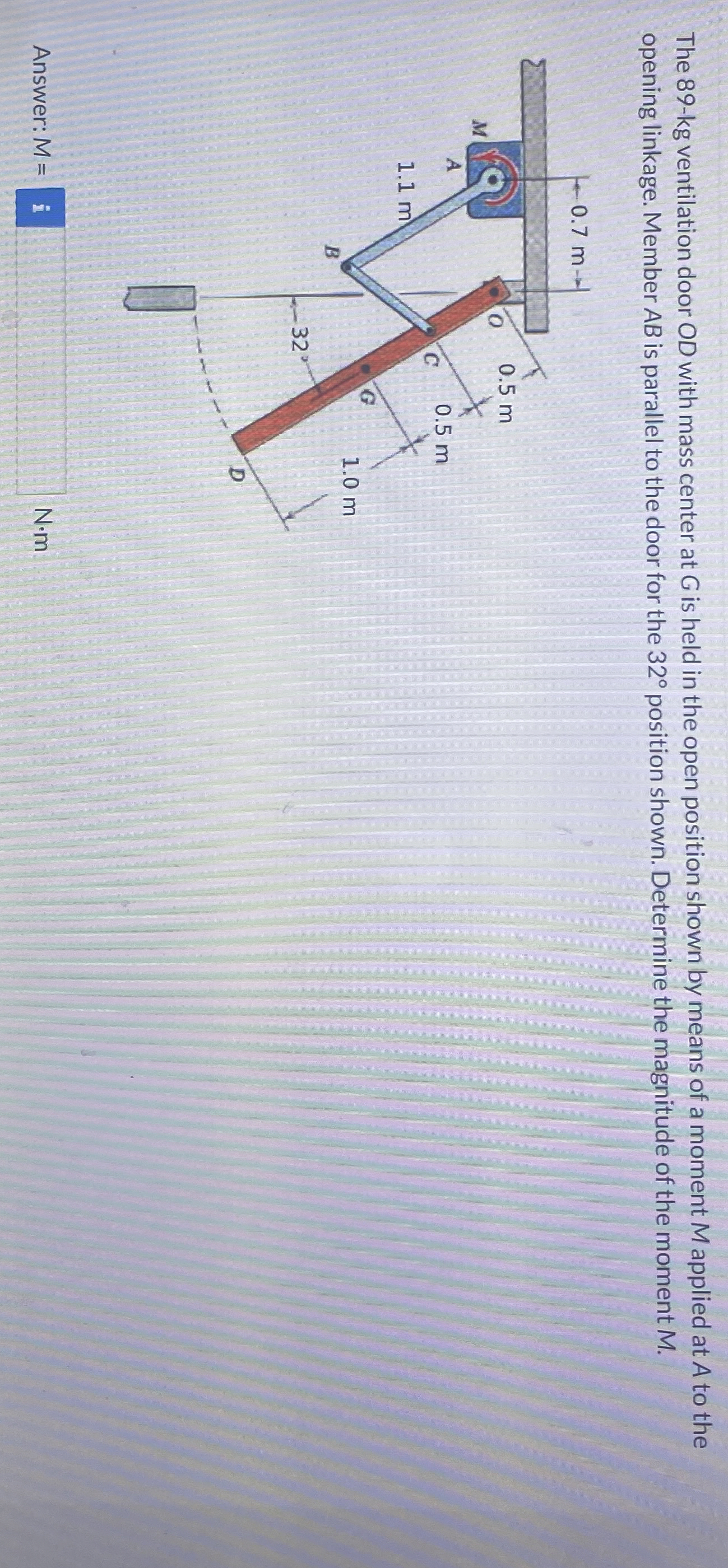 The 8 9 - k g ventilation door O D with mass