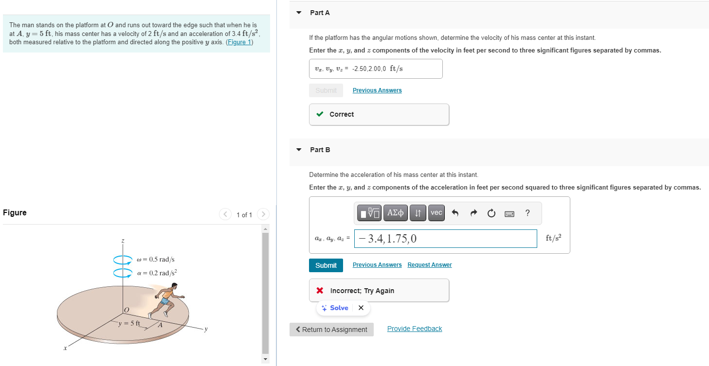 The man stands on the platform at O and runs out