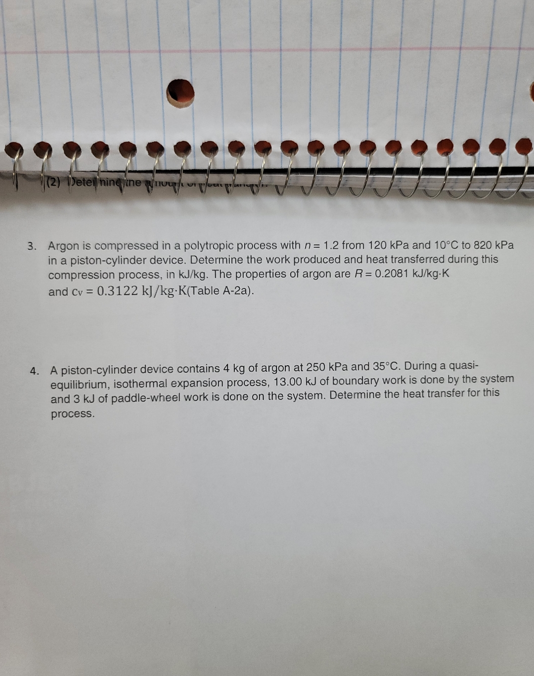 Argon is compressed in a polytropic process with