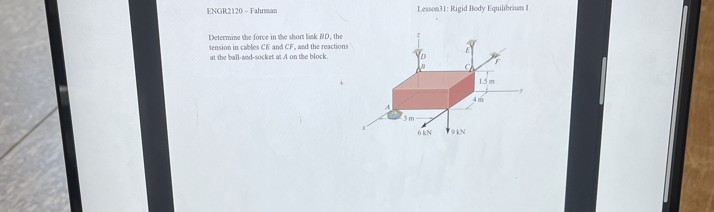 ENGR 2 1 2 0 - Fahrman Determine the force in the