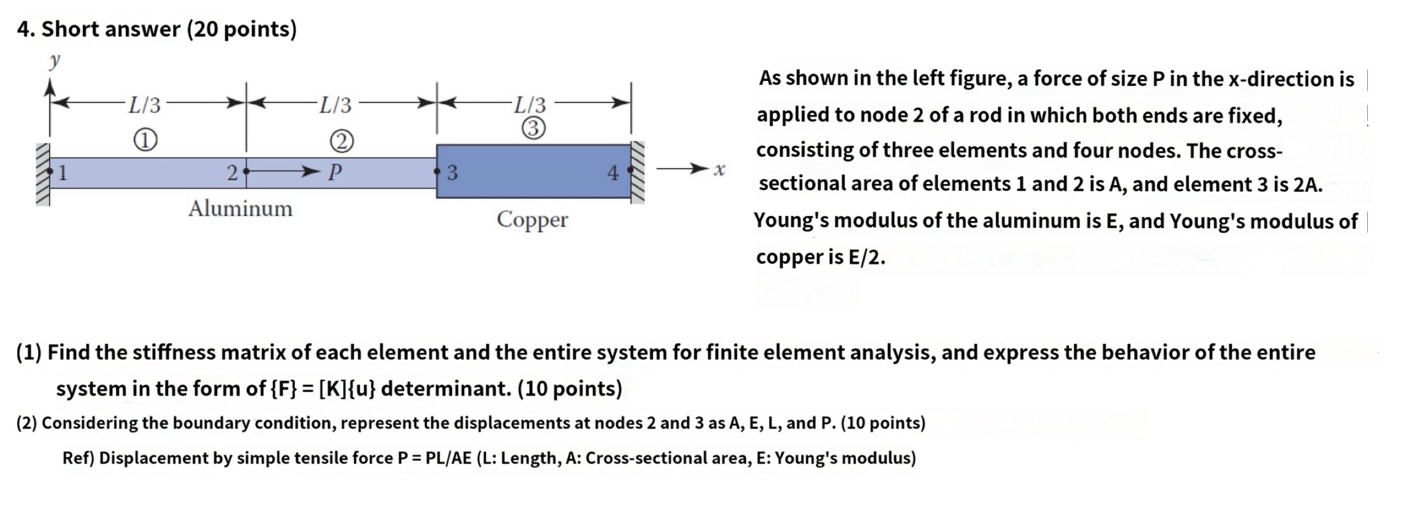 Short answer ( 2 0 points ) As shown in the left