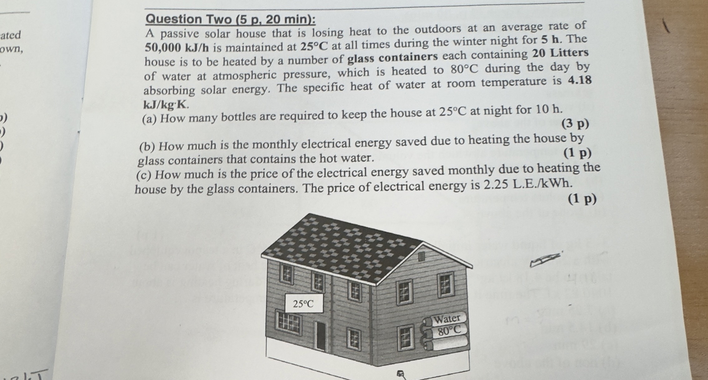 Question Two ( 5 p , 2 0 min ) : A passive solar
