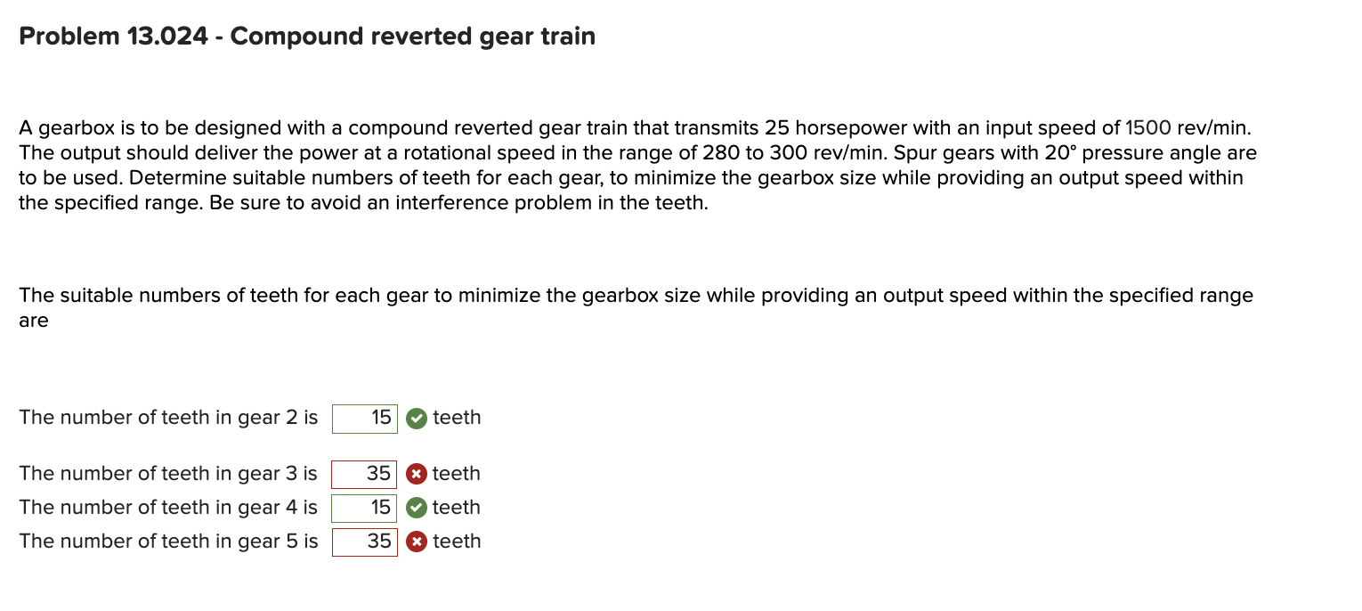 Problem 1 3 . 0 2 4 - Compound reverted gear