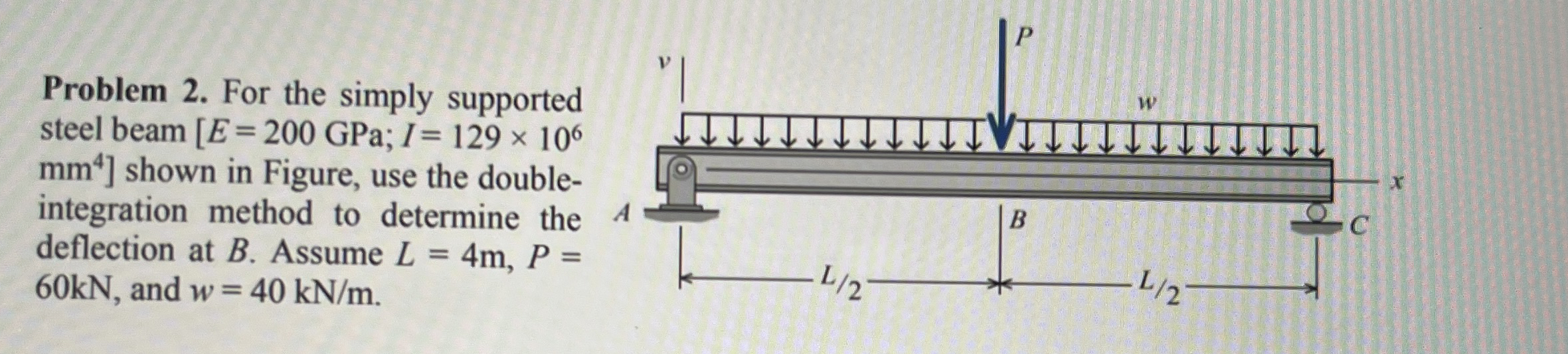 Problem 2 . For the simply supported steel beam m