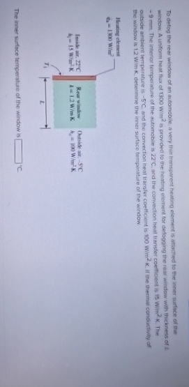 To defong the rear window of an automobile, a