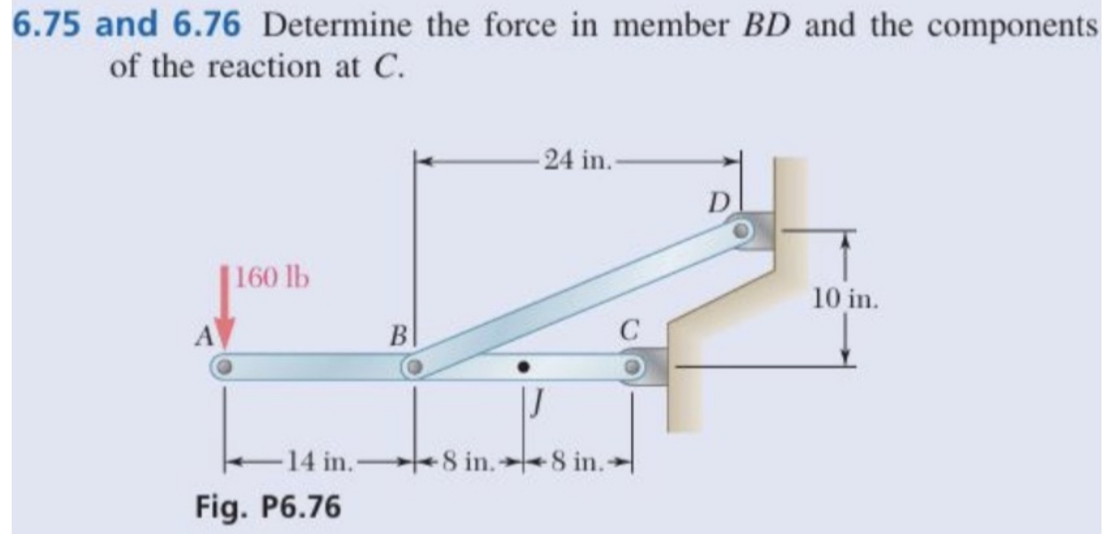 6 . 7 5 Determine the force in member \ ( B D \ )