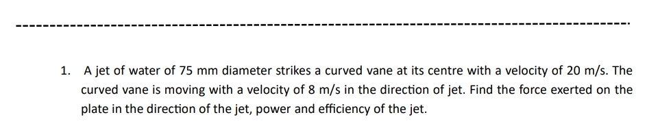 A jet of water of 7 5 mm diameter strikes a