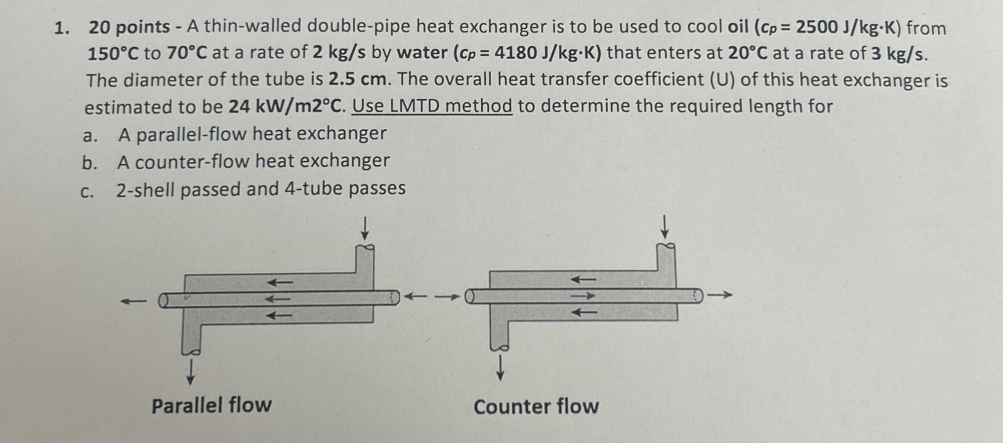 2 0 points - A thin - walled double - pipe heat