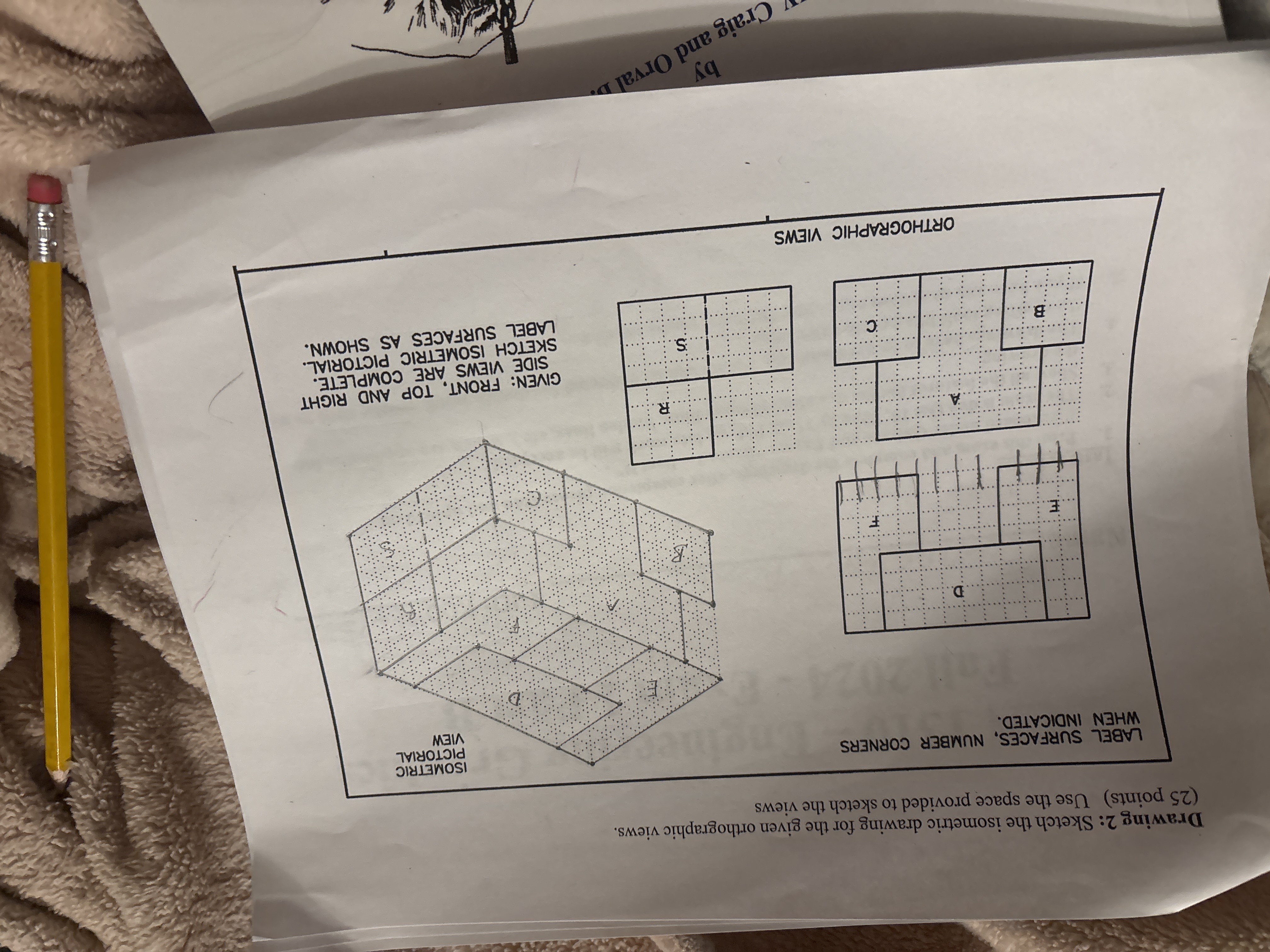 WHEN INDICATED. GIVEN: FRONT, TOP AND RIGHT SIDE