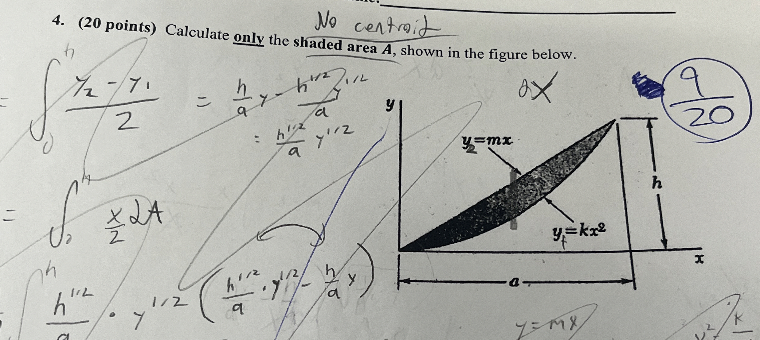 No centroid 4 . ( 2 0 points ) Calculate only the