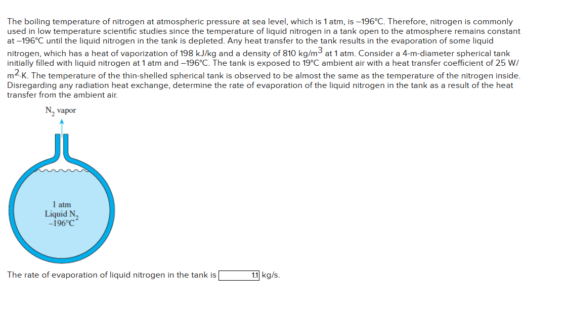 The boiling temperature of nitrogen at