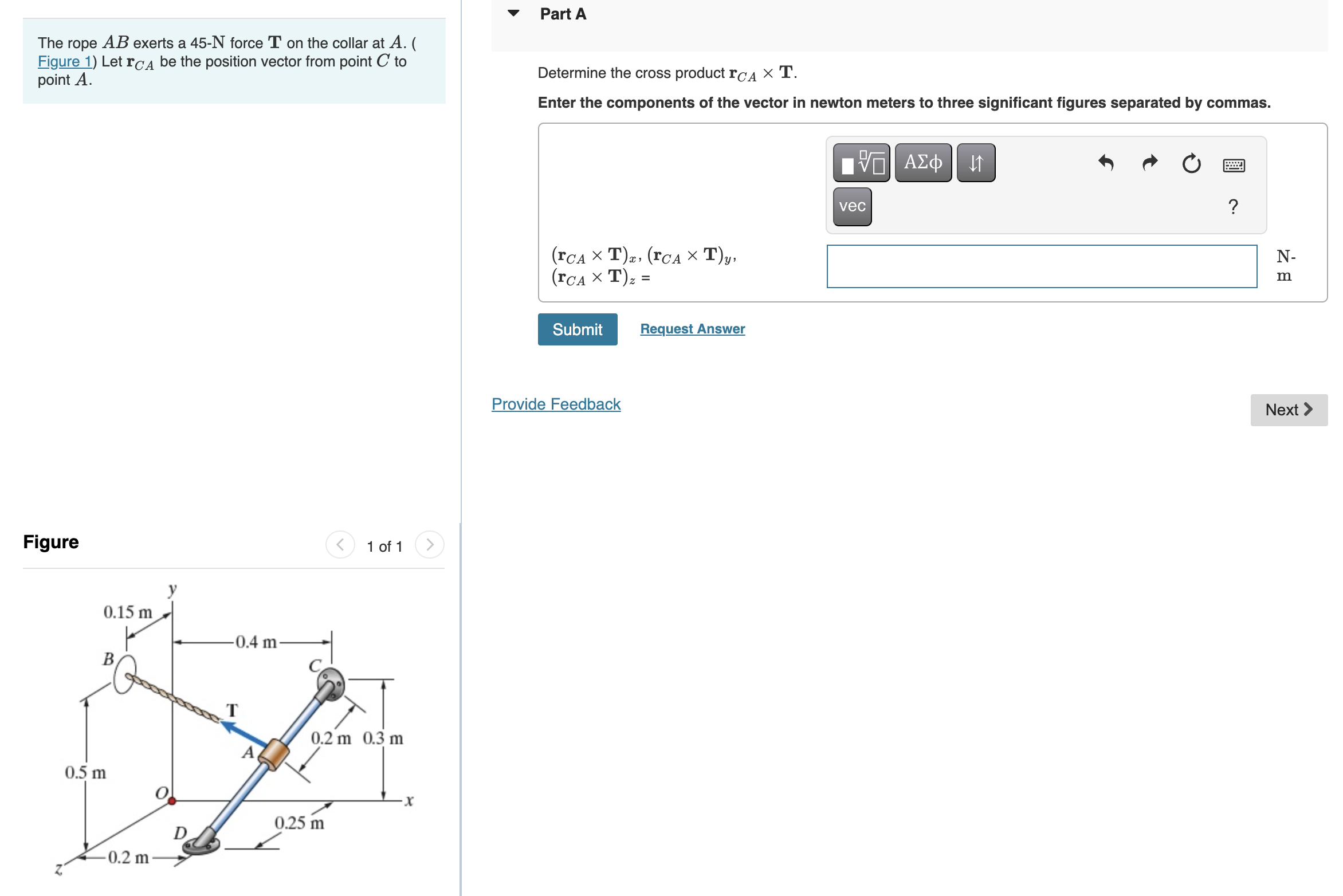 The rope A B exerts a 4 5 - N force T on the