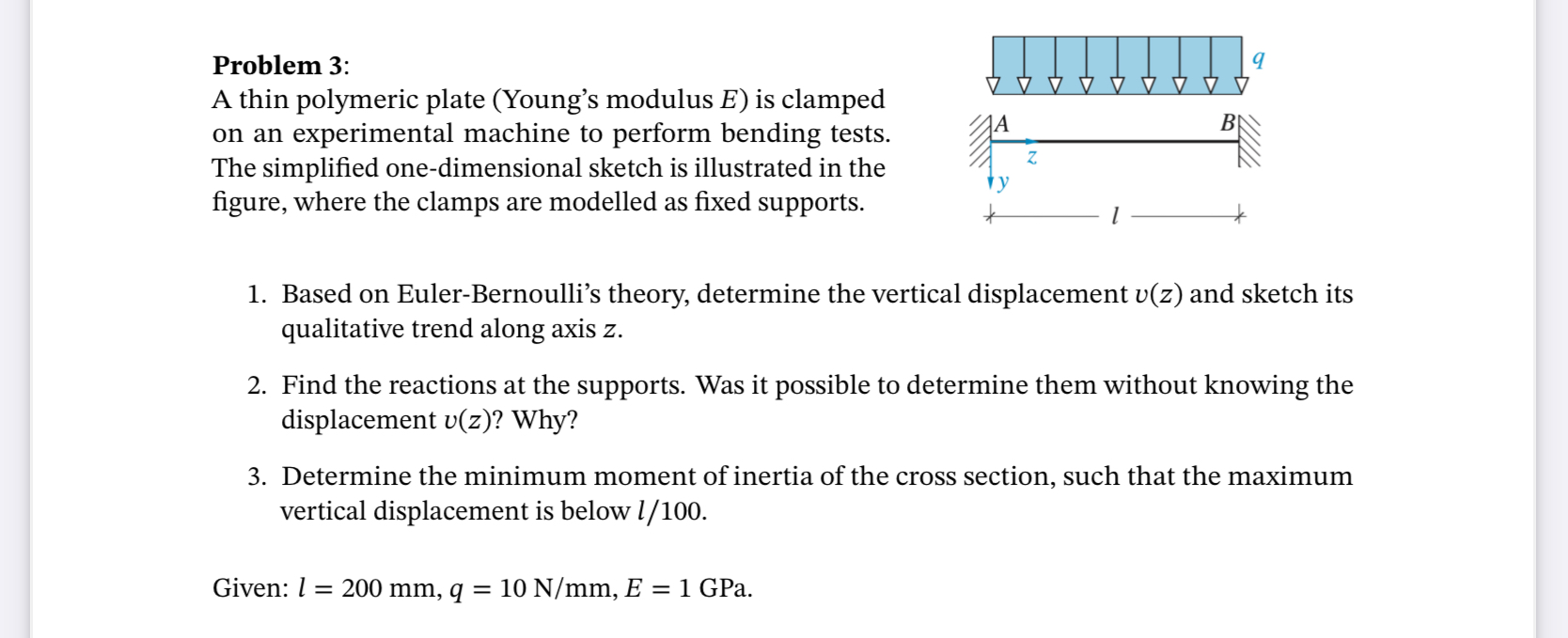 Problem 3 : A thin polymeric plate ( Young ' s