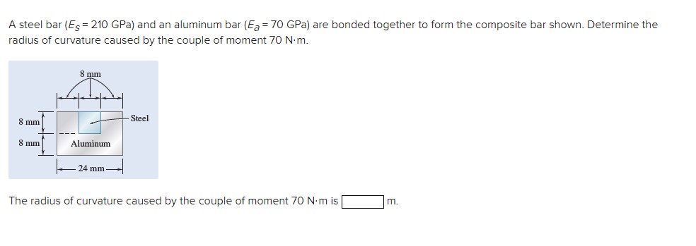 A steel bar ( Es = 2 1 0 GPa ) and an aluminum