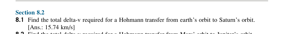 Section 8 . 2 8 . 1 Find the total delta - v
