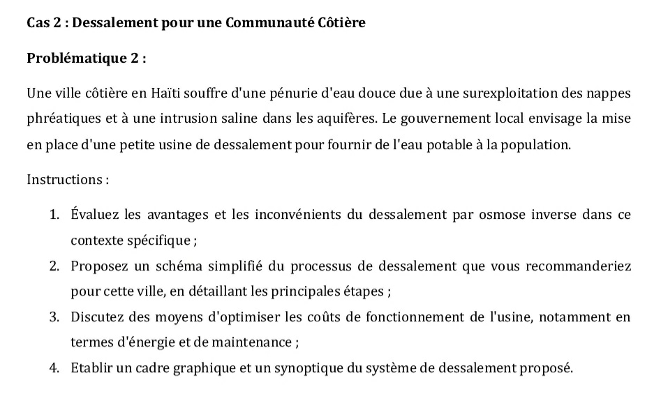 Cas 2 : Dessalement pour une Communaut C ti re