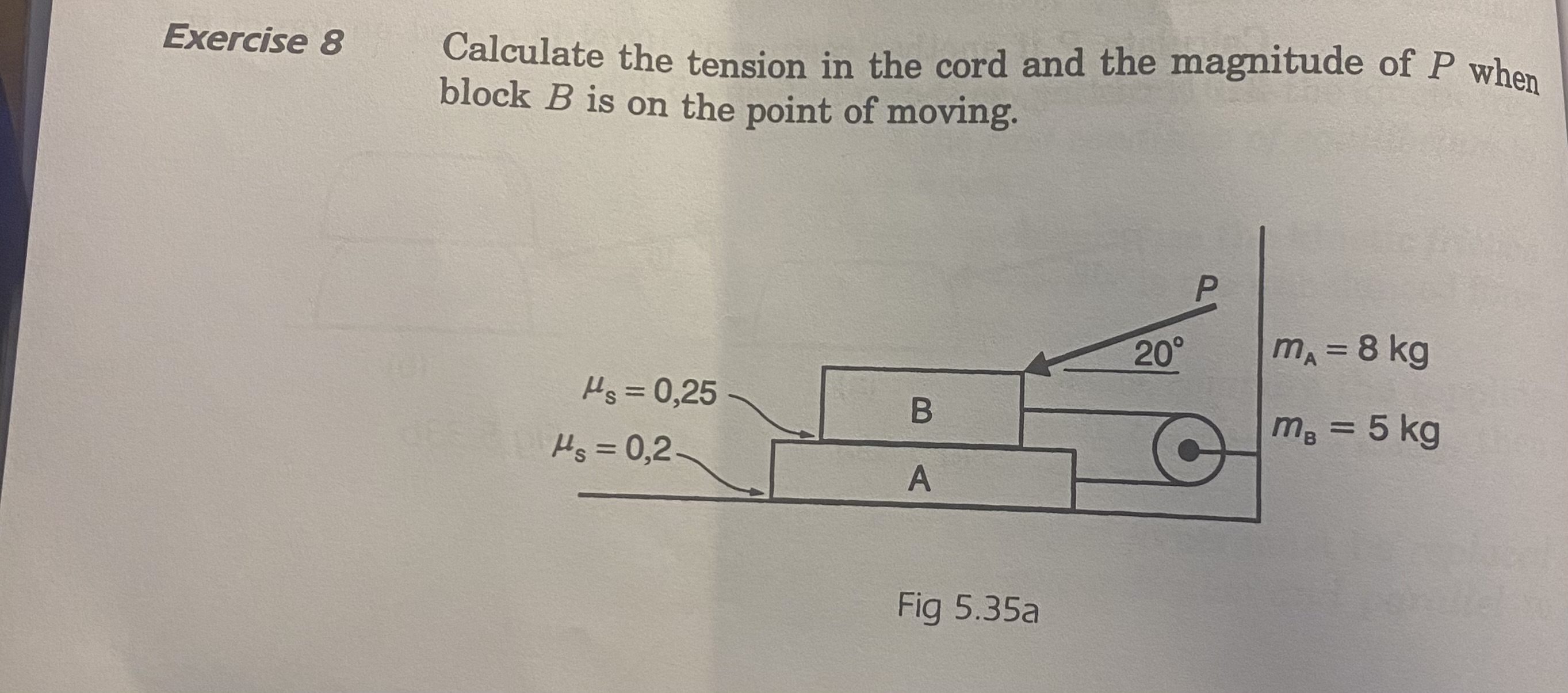How to solve Exercise 8 , Calculate the tension