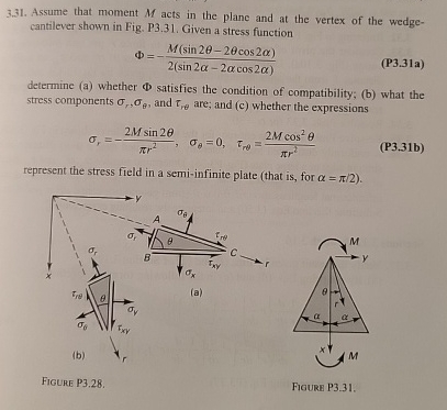 3 . 3 1 . Assume that moment M acts in the plane