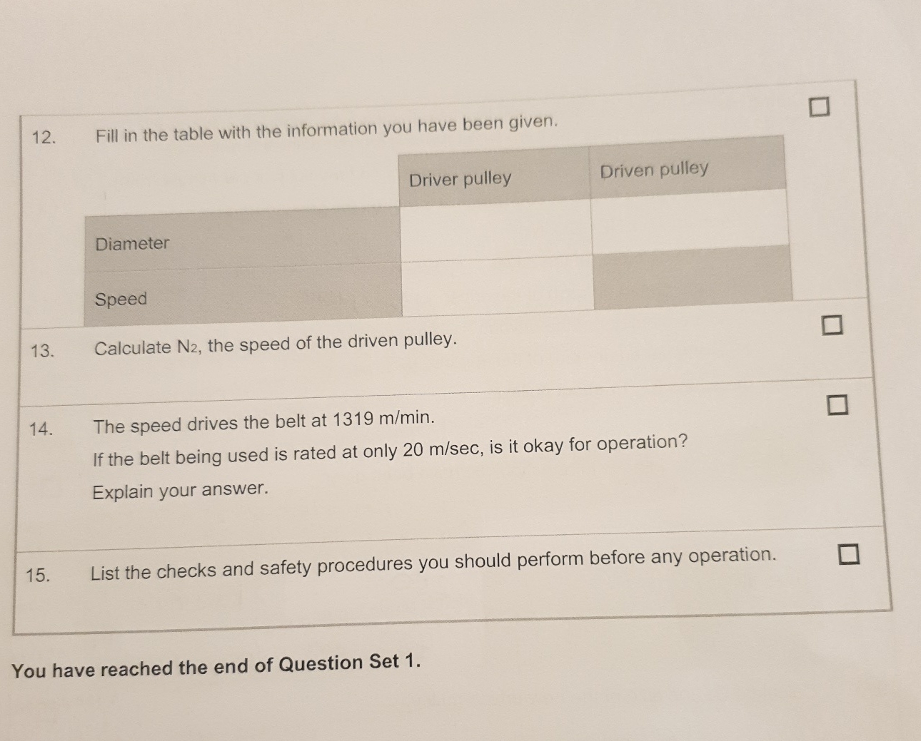 1 3 . Calculate N 2 , the speed of the driven