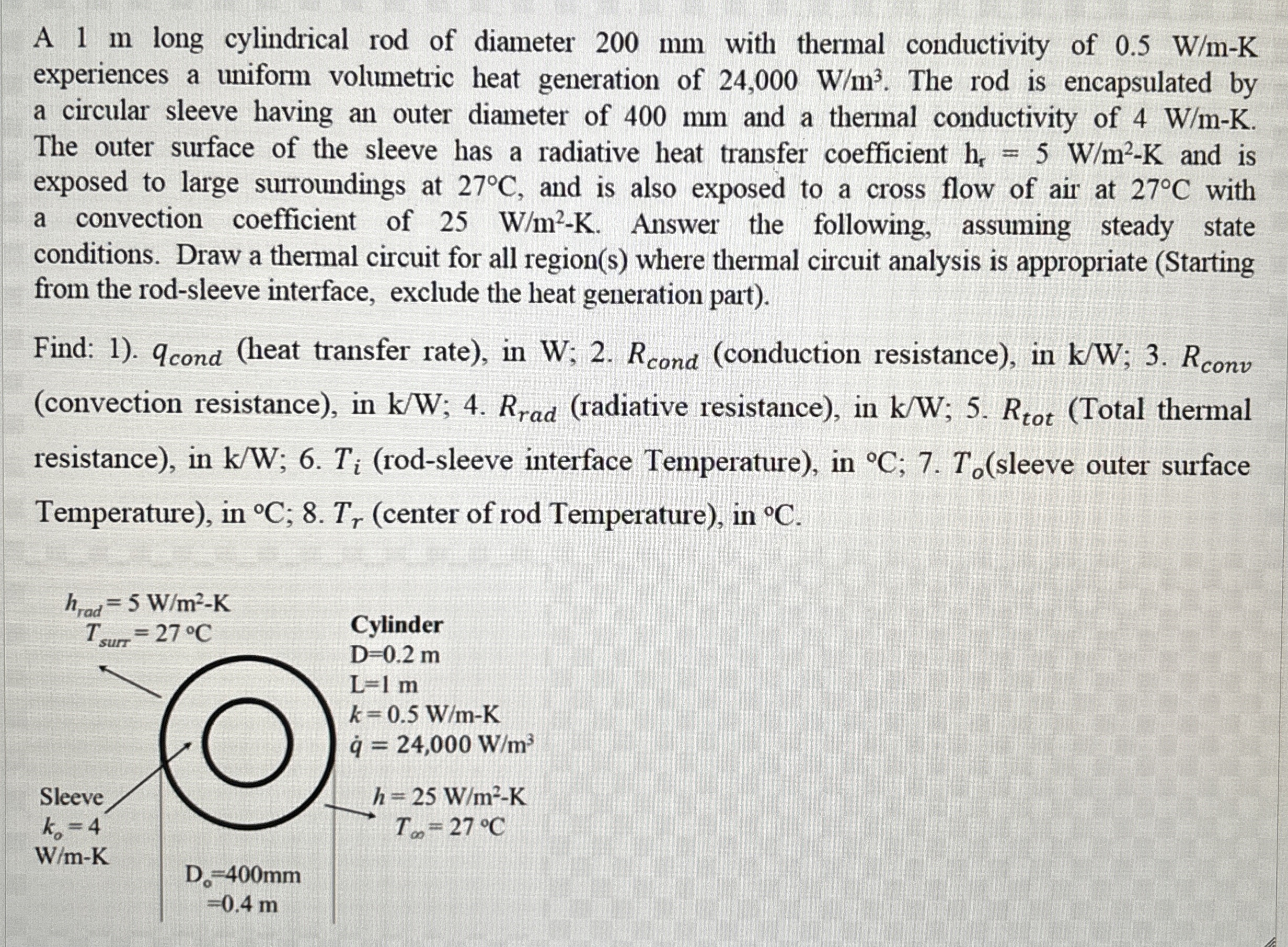 A 1 m long cylindrical rod of diameter 2 0 0 mm