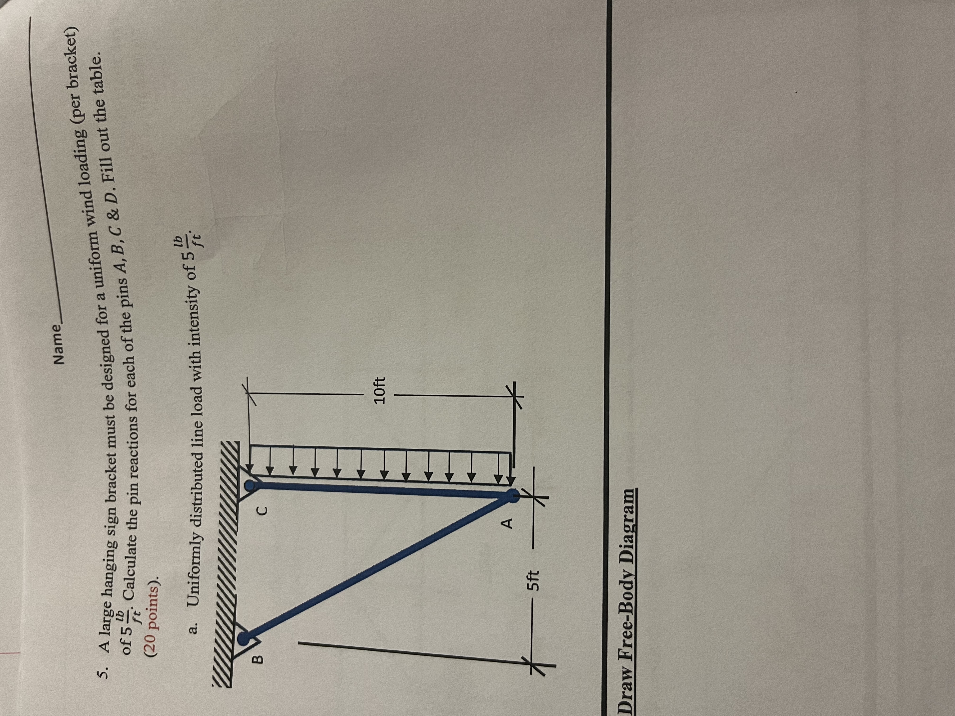 Just calculate A B and C pin reactions