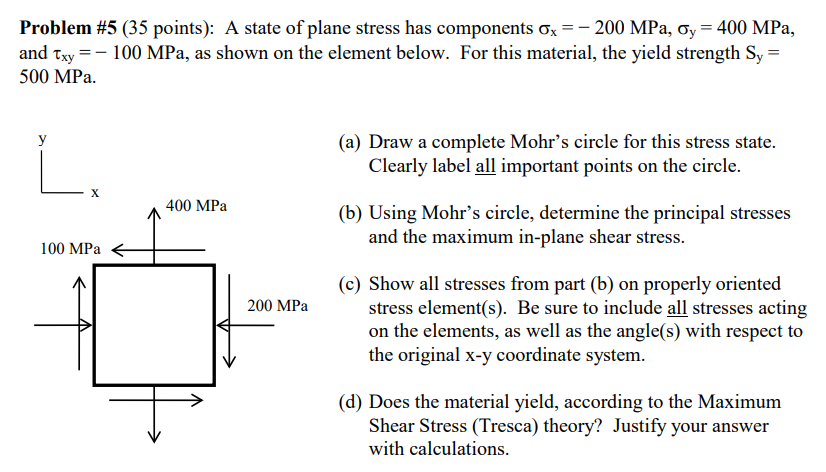 Problem # 5 ( 3 5 points ) : A state of plane