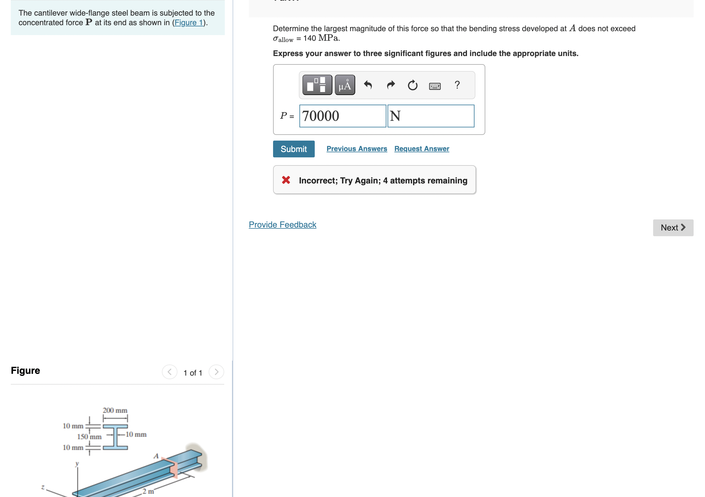 The cantilever wide - flange steel beam is