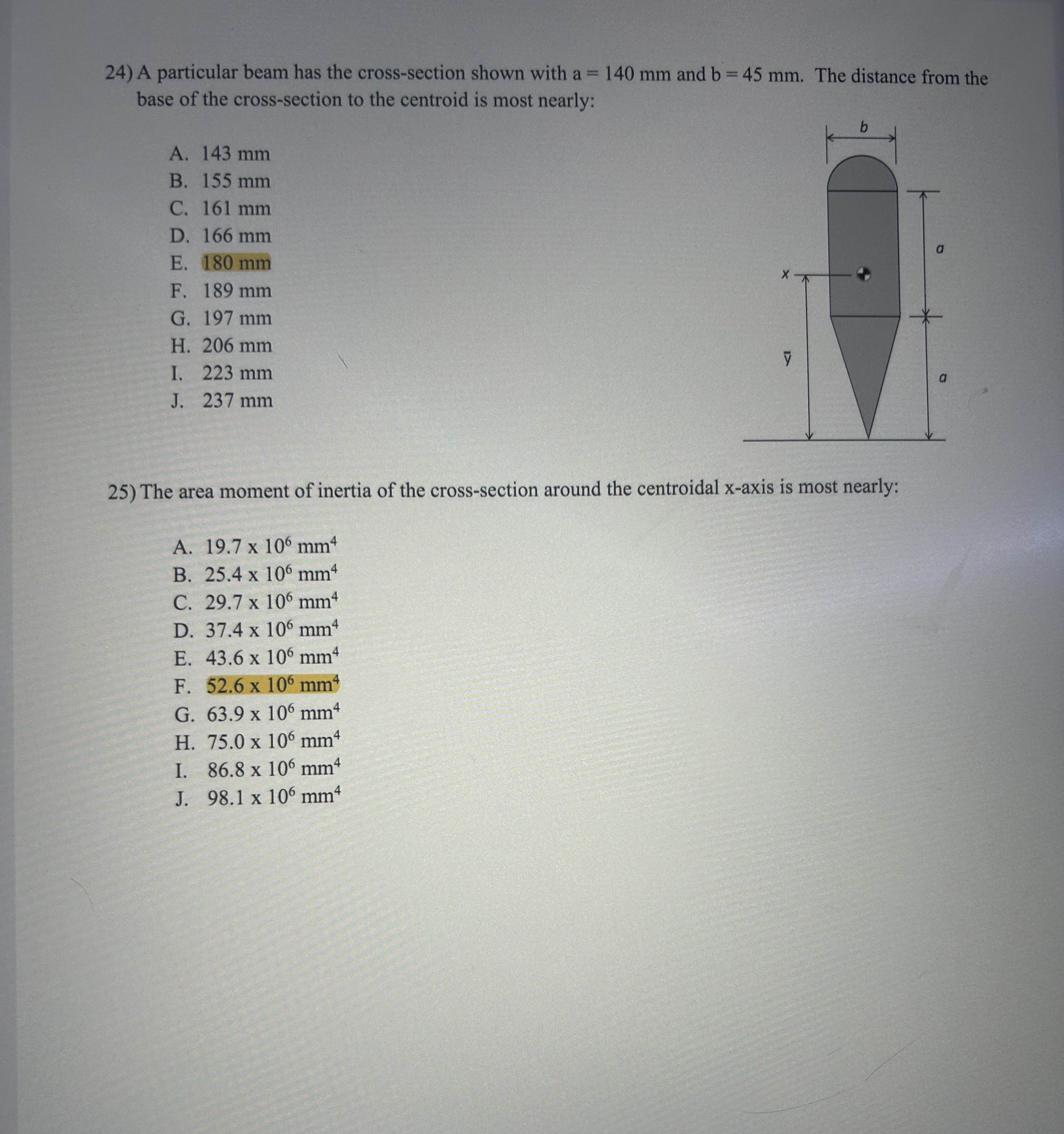 A particular beam has the cross - section shown