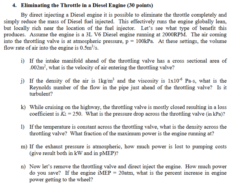 4 . Eliminating the Throttle in a Diesel Engine (