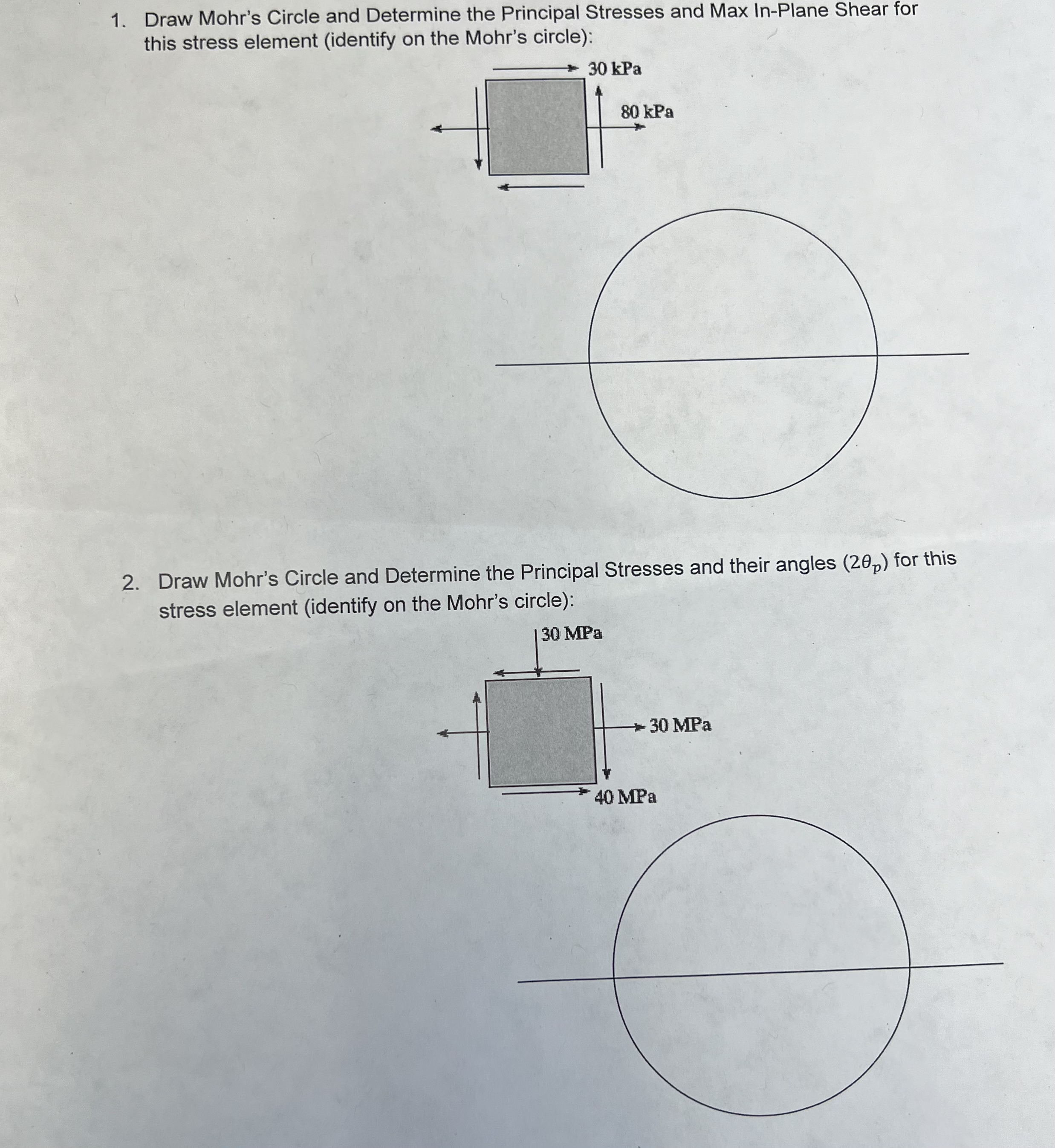 Draw Mohr's Circle and Determine the Principal