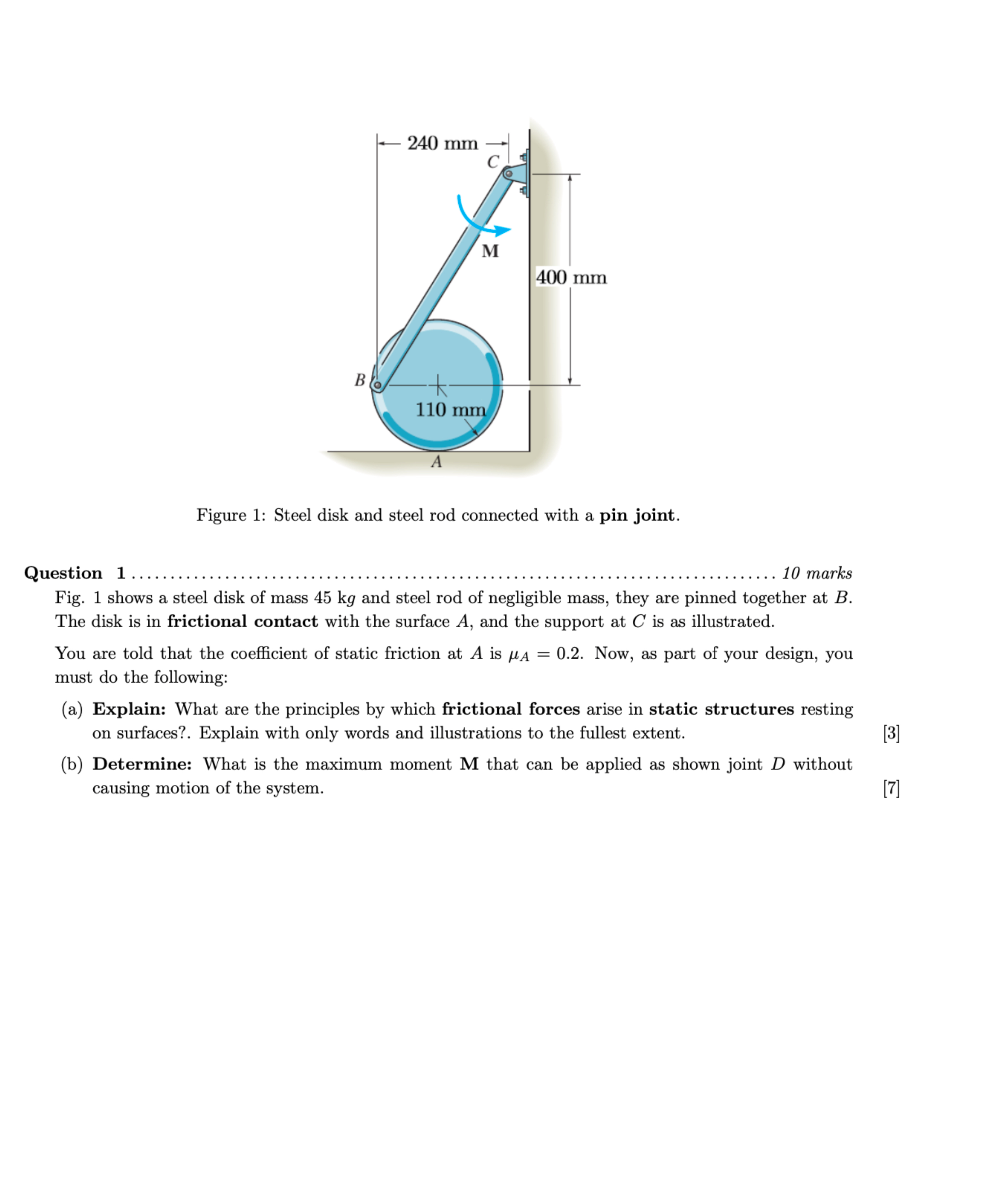 Figure 1 : Steel disk and steel rod connected