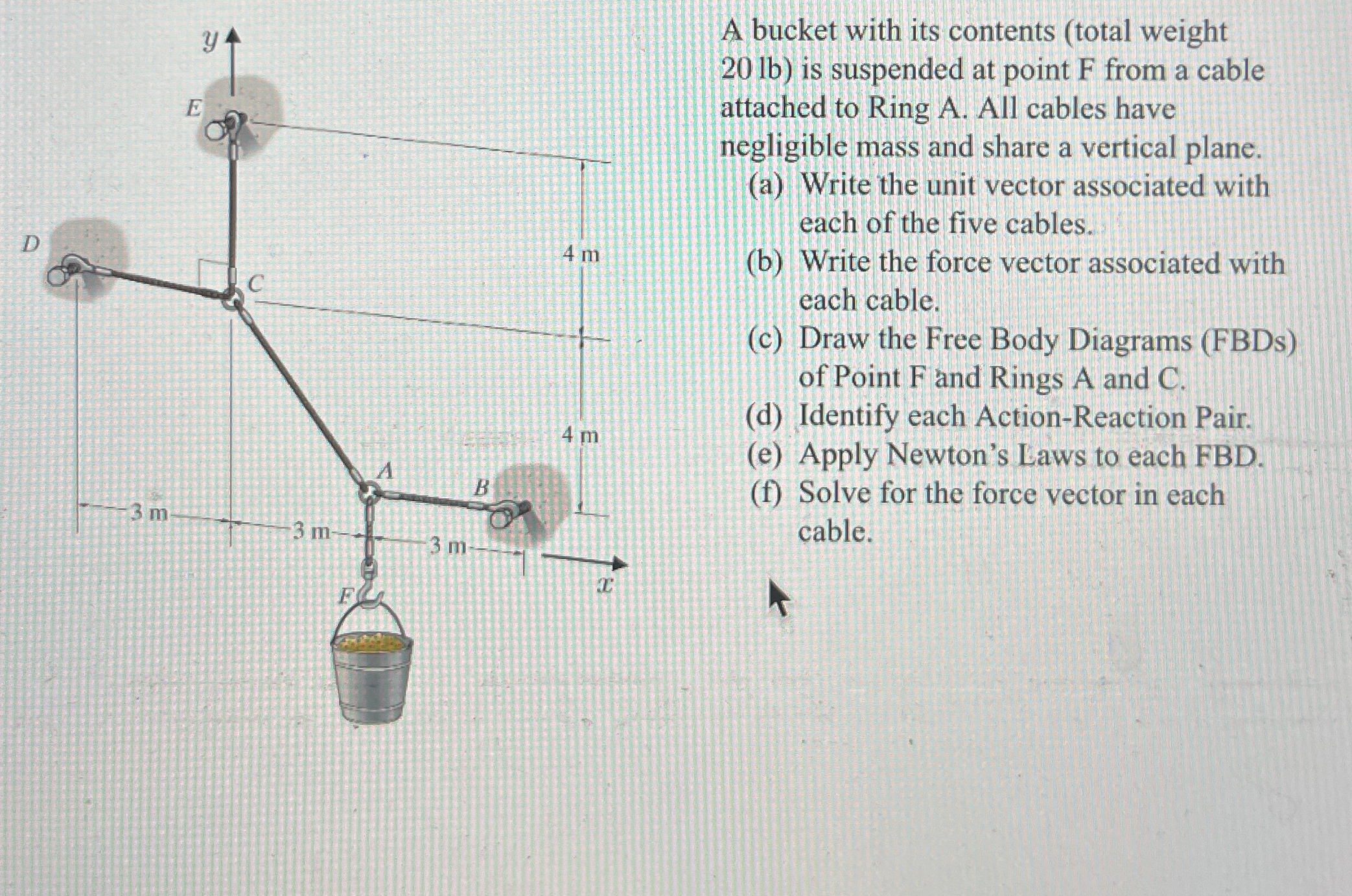 A bucket with its contents ( total weight 2 0 lb