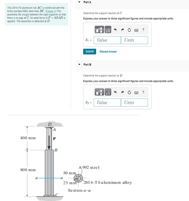 The 2 0 1 4 - T 6 aluminum rod A C is reinforced