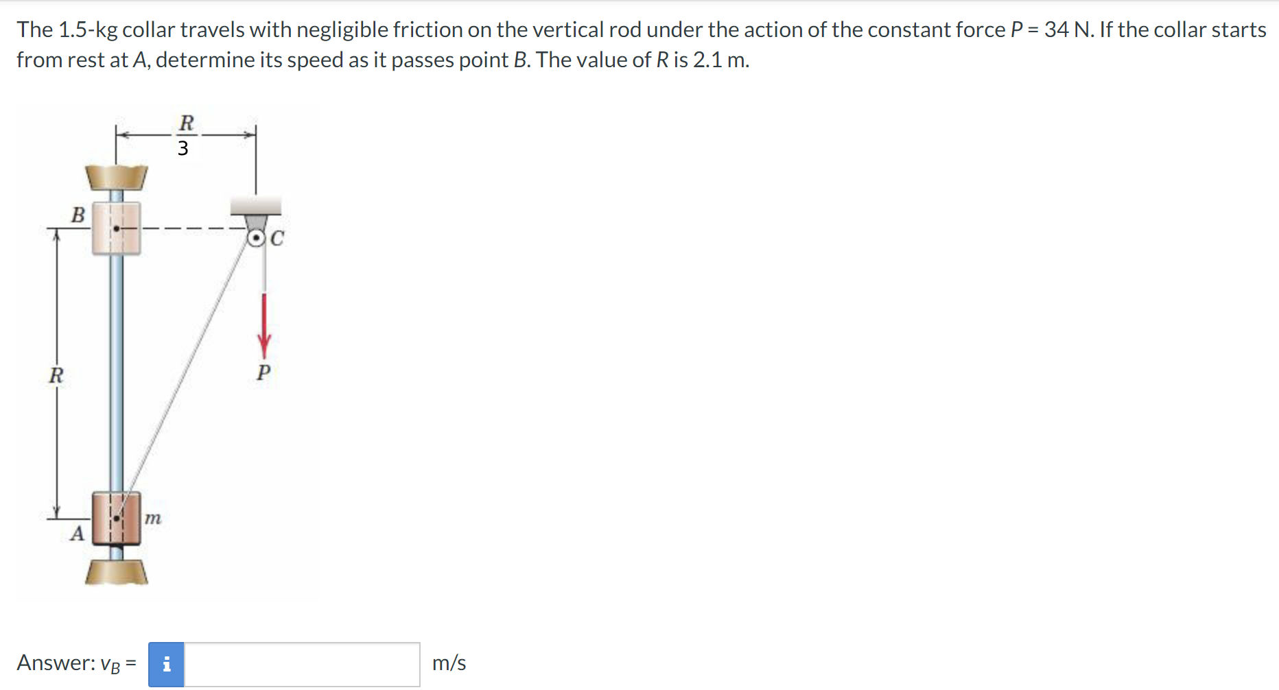 The 1 . 5 - kg collar travels with negligible