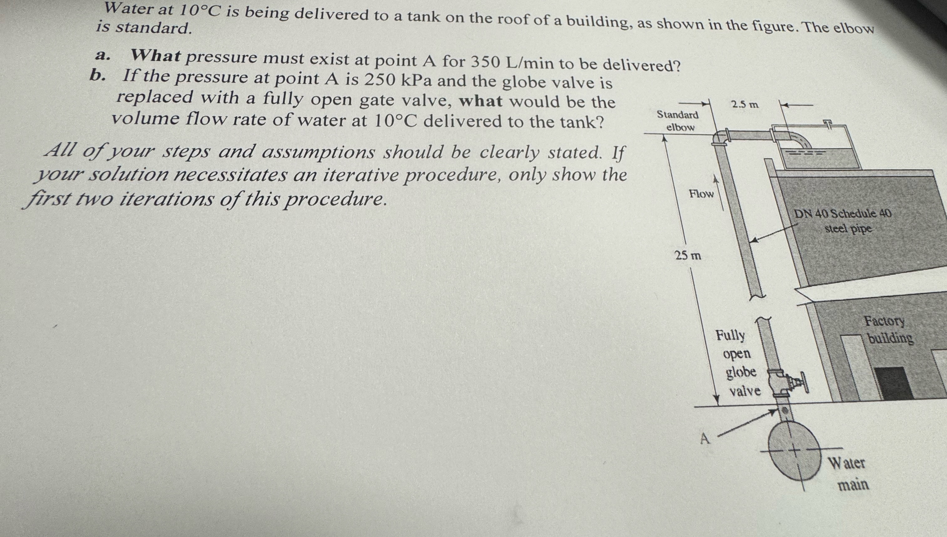 Water at 1 0 C is being delivered to a tank on