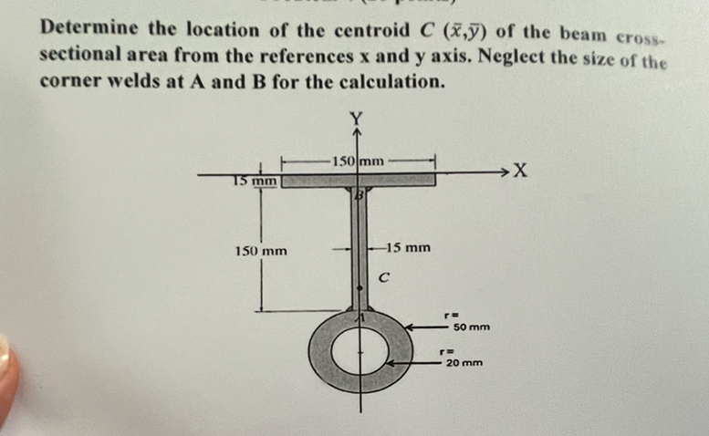 Determine the location of the centroid C ( x , b