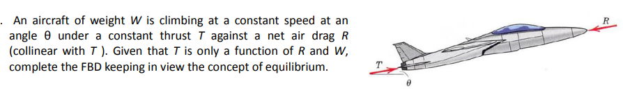 An aircraft of weight W is climbing at a constant