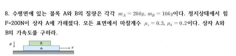 Blocks A and B in the horizontal plane have