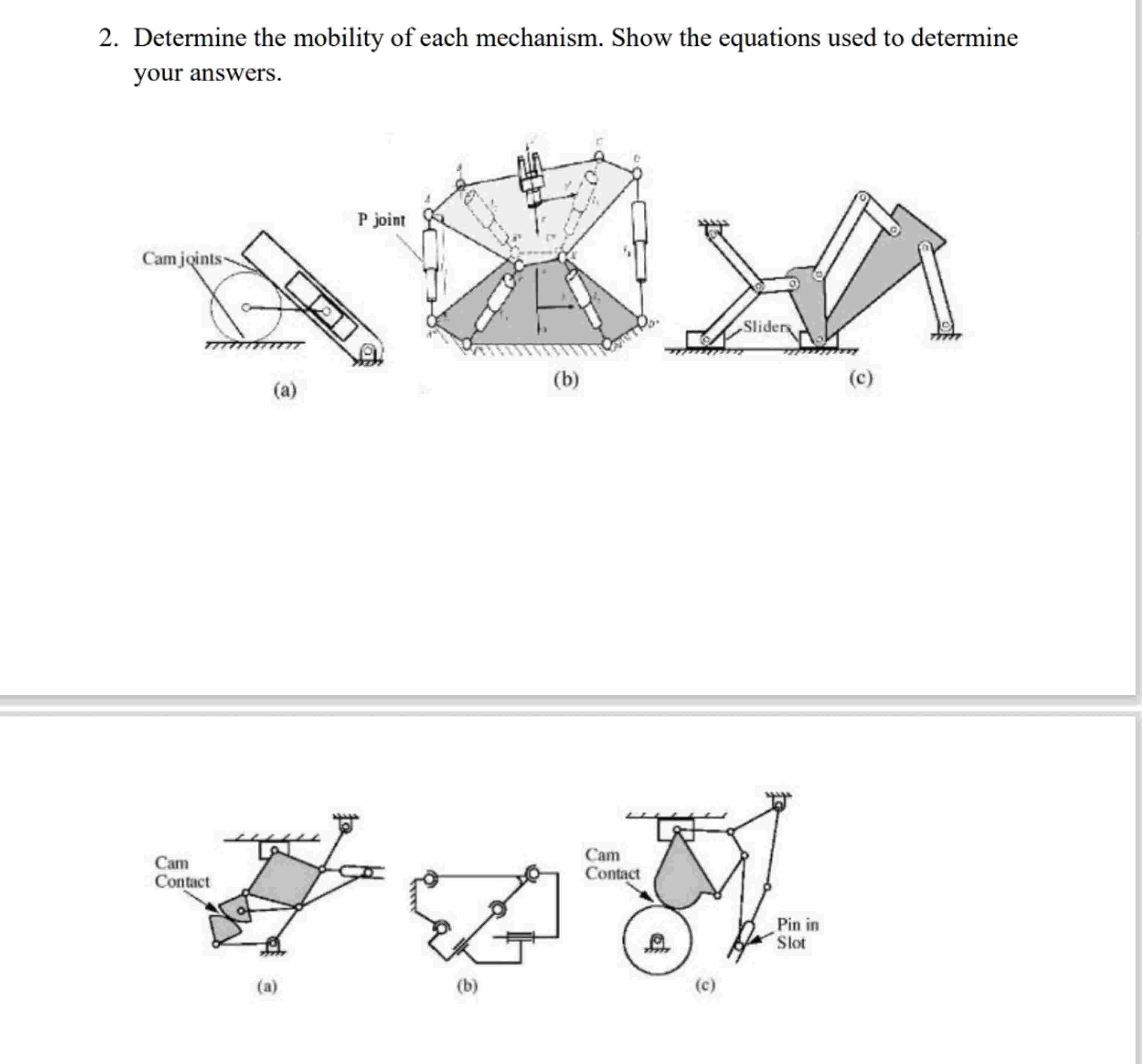 2 . Determine the mobility of each mechanism.