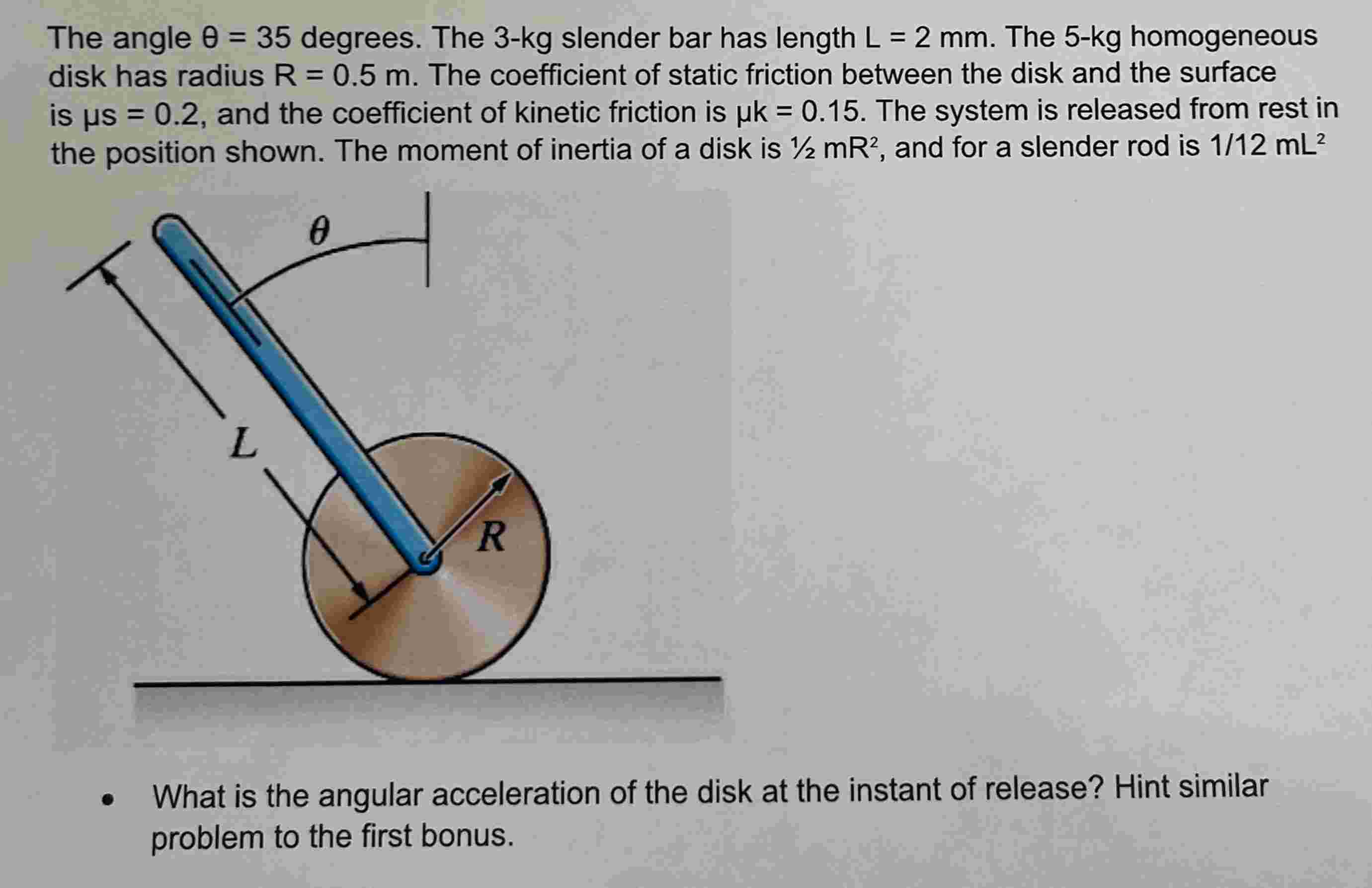 The angle \ theta = 3 5 degrees. The 3 - kg