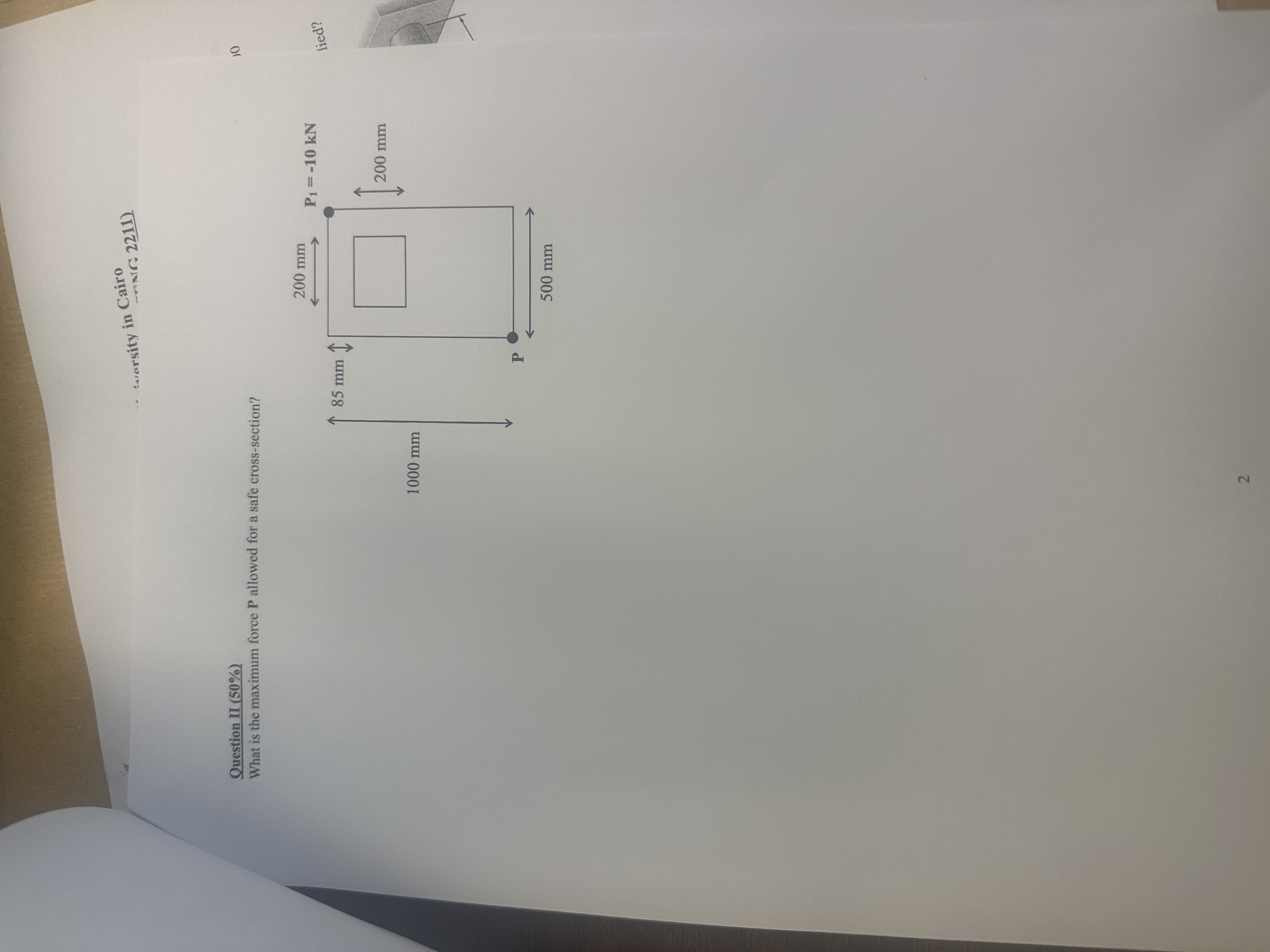 Question II ( 5 0 % ) The material has a max comp