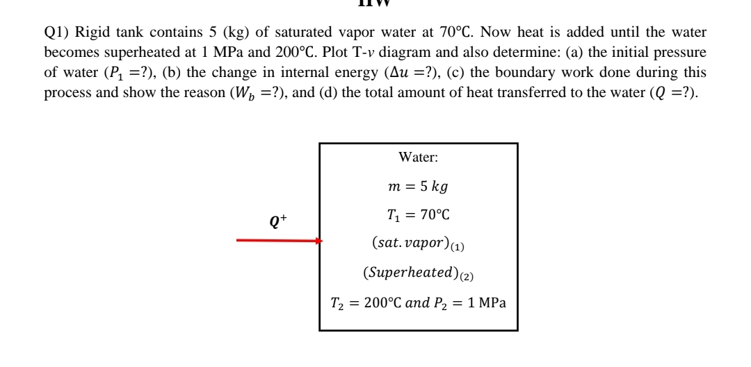 Q 1 ) Rigid tank contains 5 ( k g ) of saturated