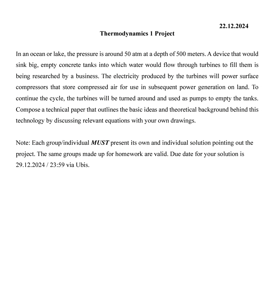 Thermodynamics 1 Project In an ocean or lake, the