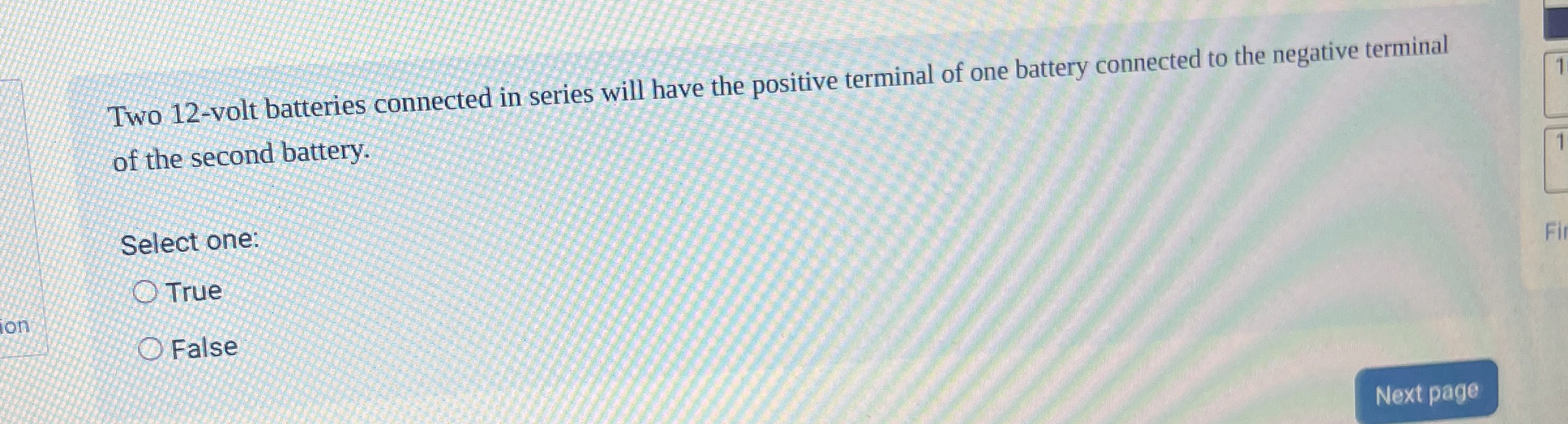 Two 1 2 - volt batteries connected in series will