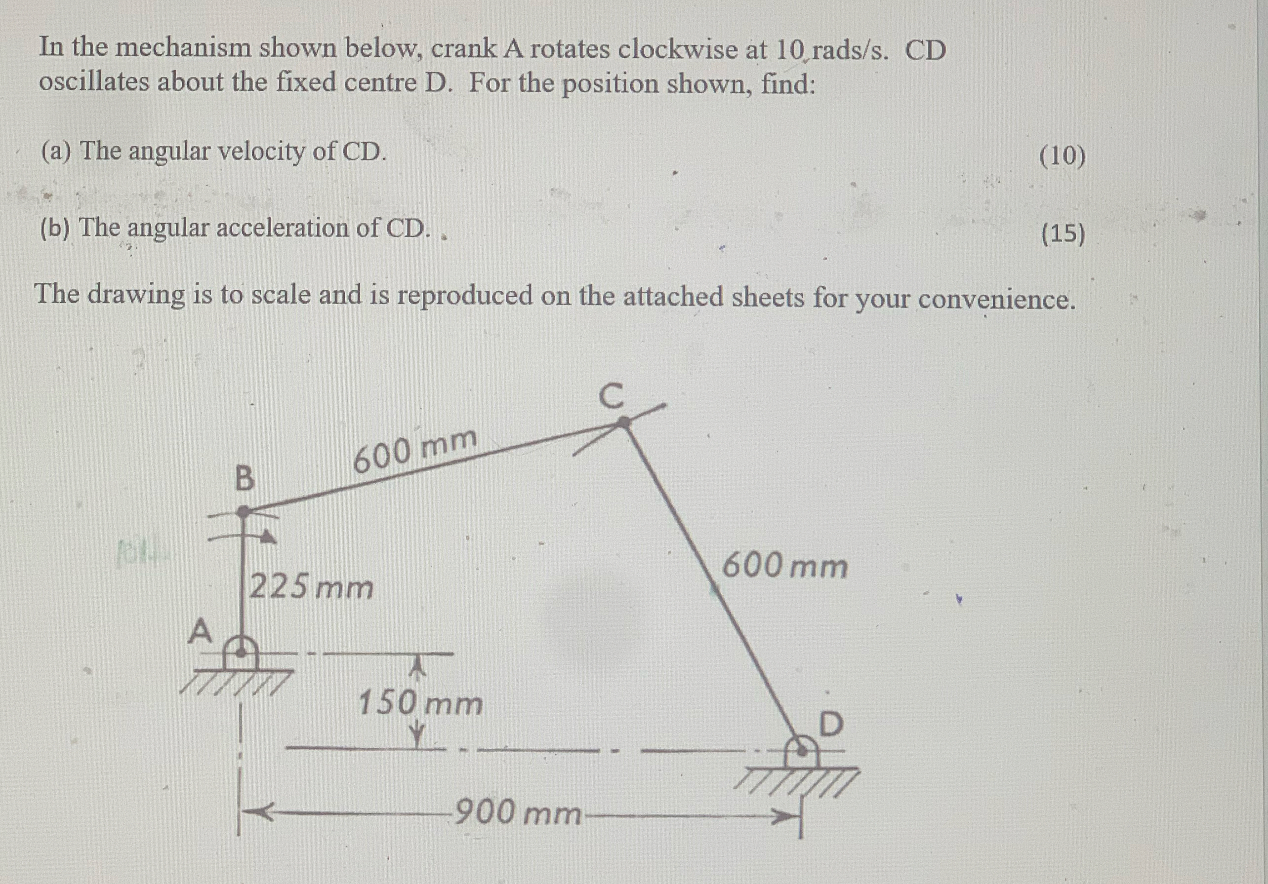 In the mechanism shown below, crank A rotates