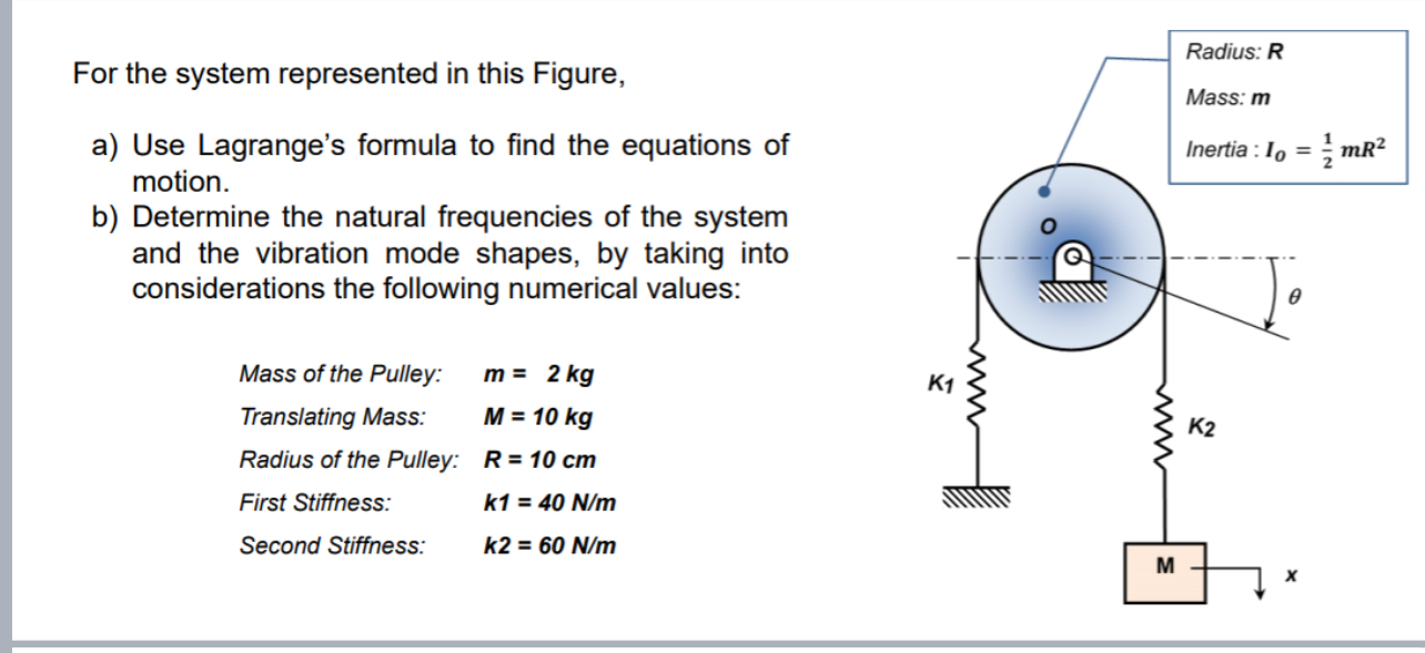 For the system represented in this Figure, a )