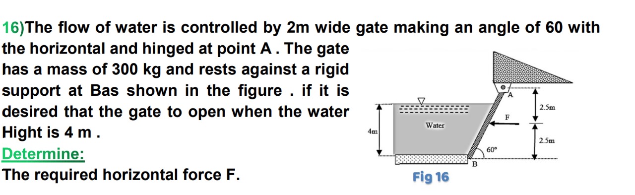 1 6 ) The flow of water is controlled by 2 m wide