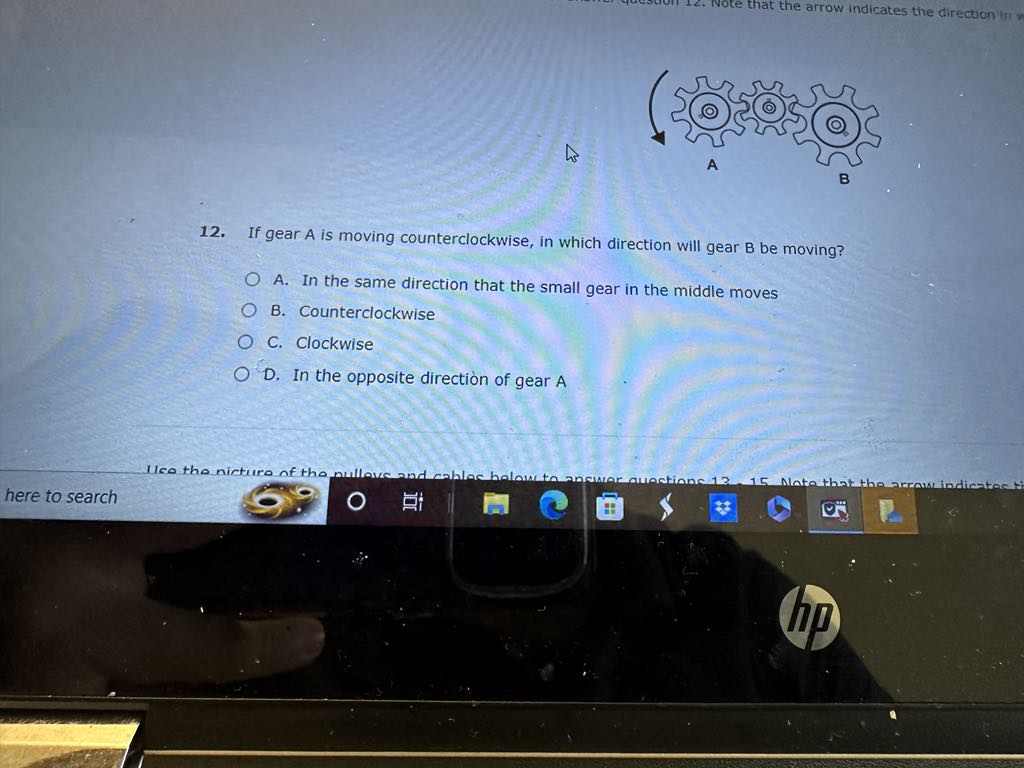 1 2 . If gear \ ( A \ ) is moving