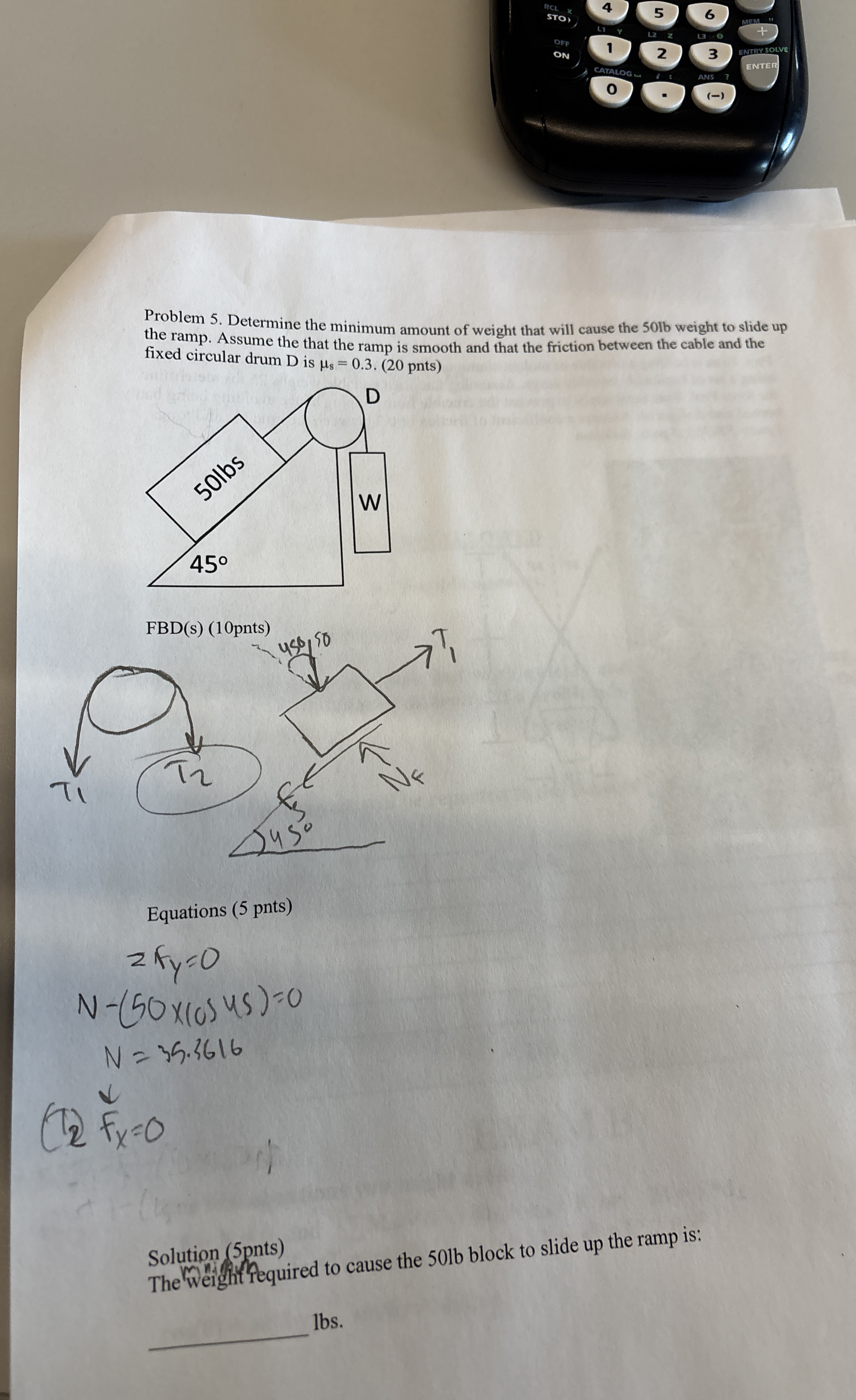 rel. x STO : 4 5 6 OF ON 1 2 3 0 ( - ) Problem 5