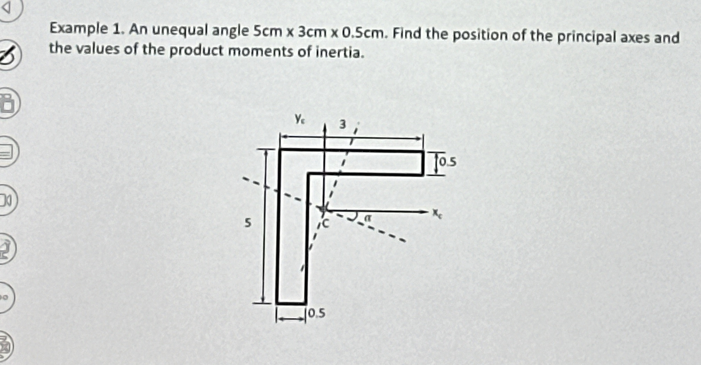 Example 1 . An unequal angle 5 c m 3 c m 0 . 5 c